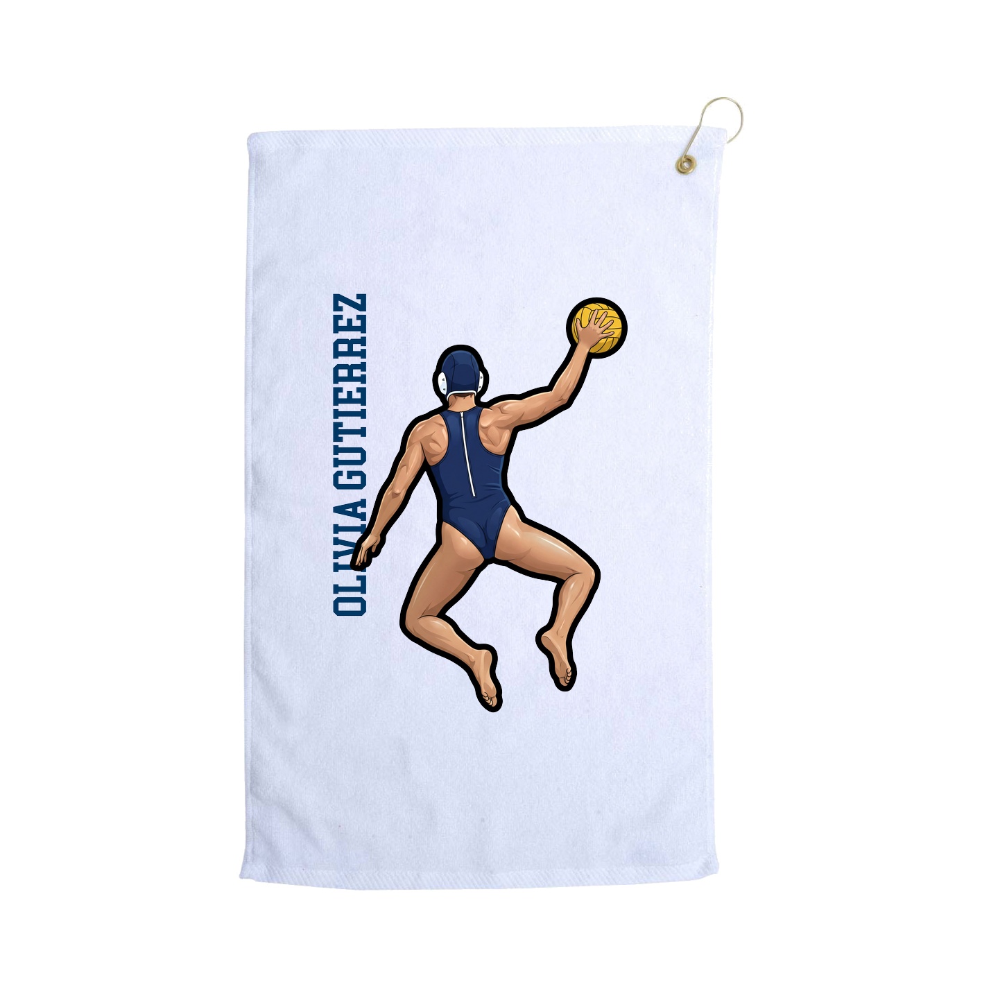Golf Towel — Name Vertical in White