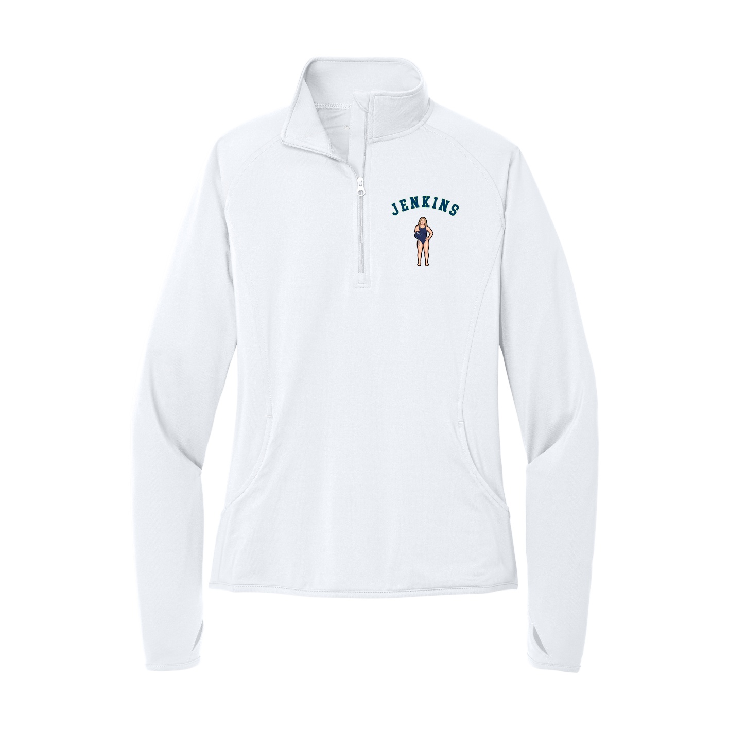 Women's Q-Zip Pullover — Shirsey Arch in White