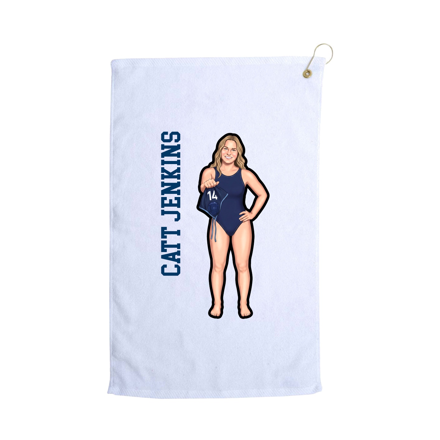 Golf Towel — Name Vertical in White
