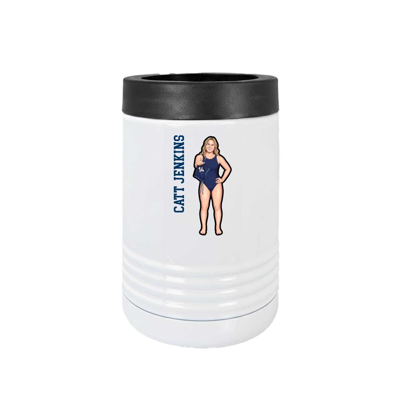 Beverage Holder — Name Vertical in White