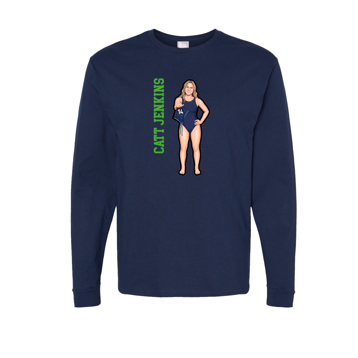 Long Sleeve Tee — Name Vertical in Navy