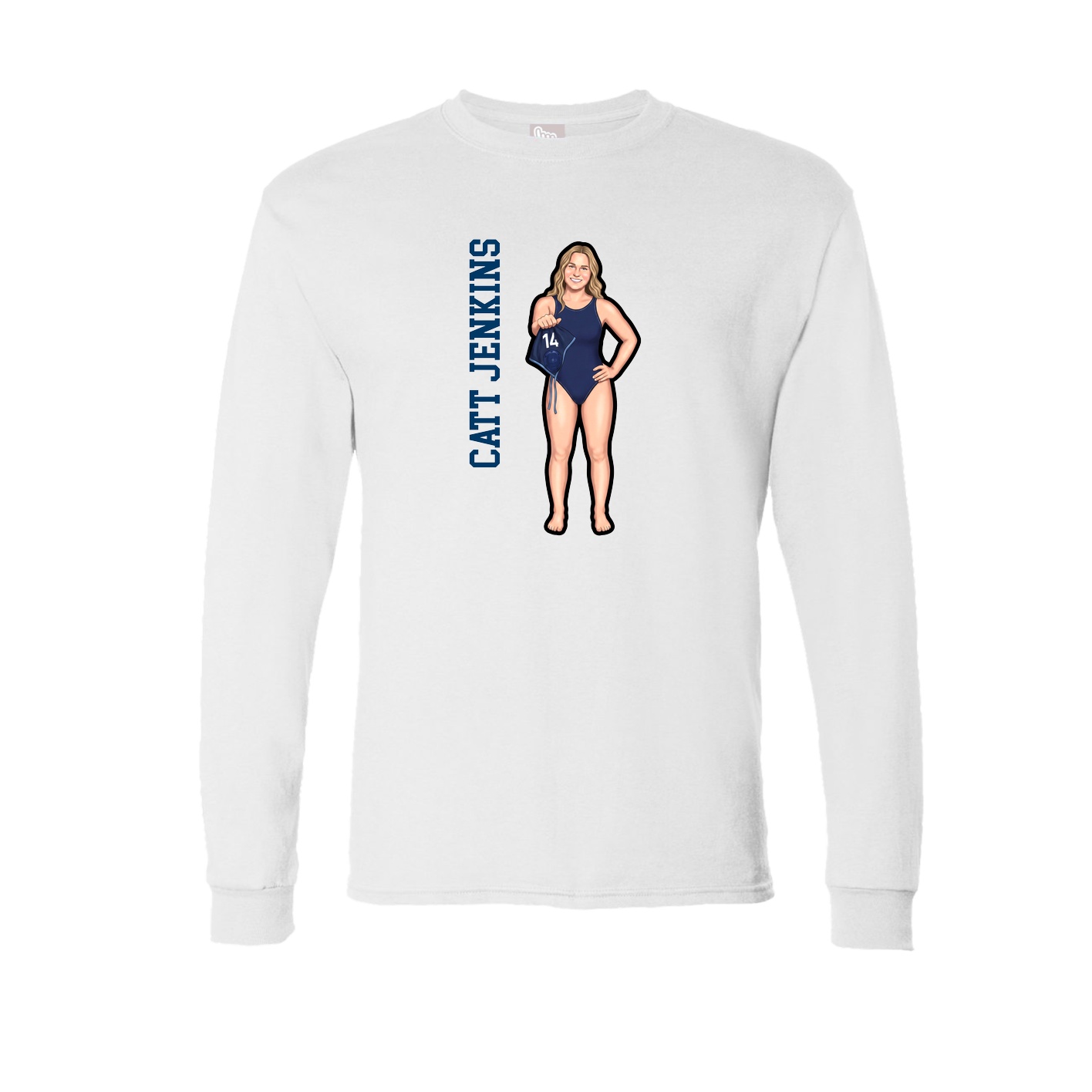 Long Sleeve Tee — Name Vertical in White