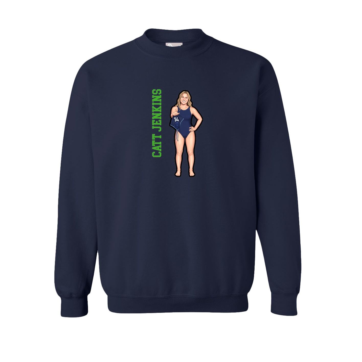 Fleece Crew — Name Vertical in Navy