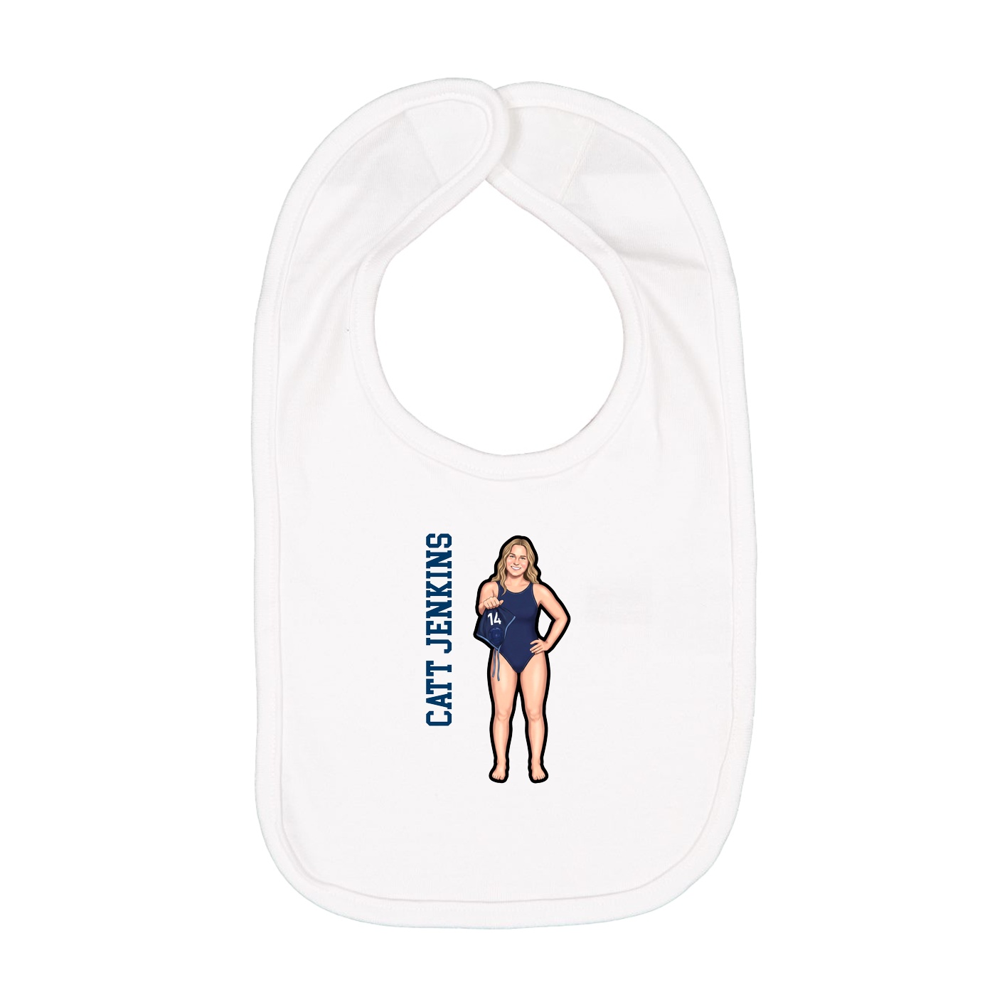 Infant Bib — Name Vertical in White