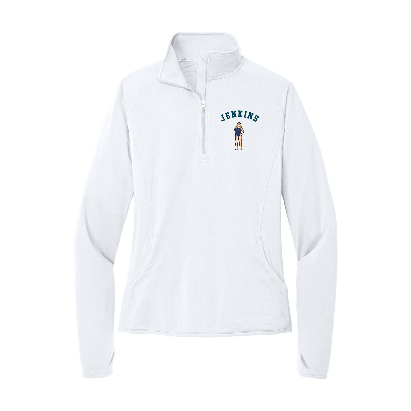 Women's Q-Zip Pullover — Shirsey Arch in White