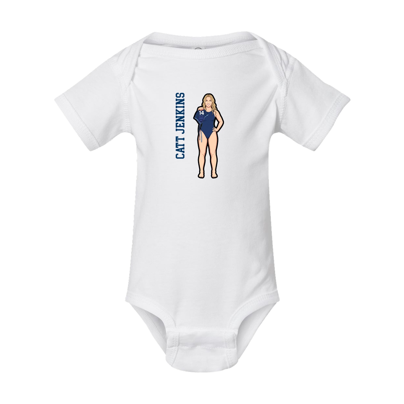 Baby Onesie — Name Vertical in White