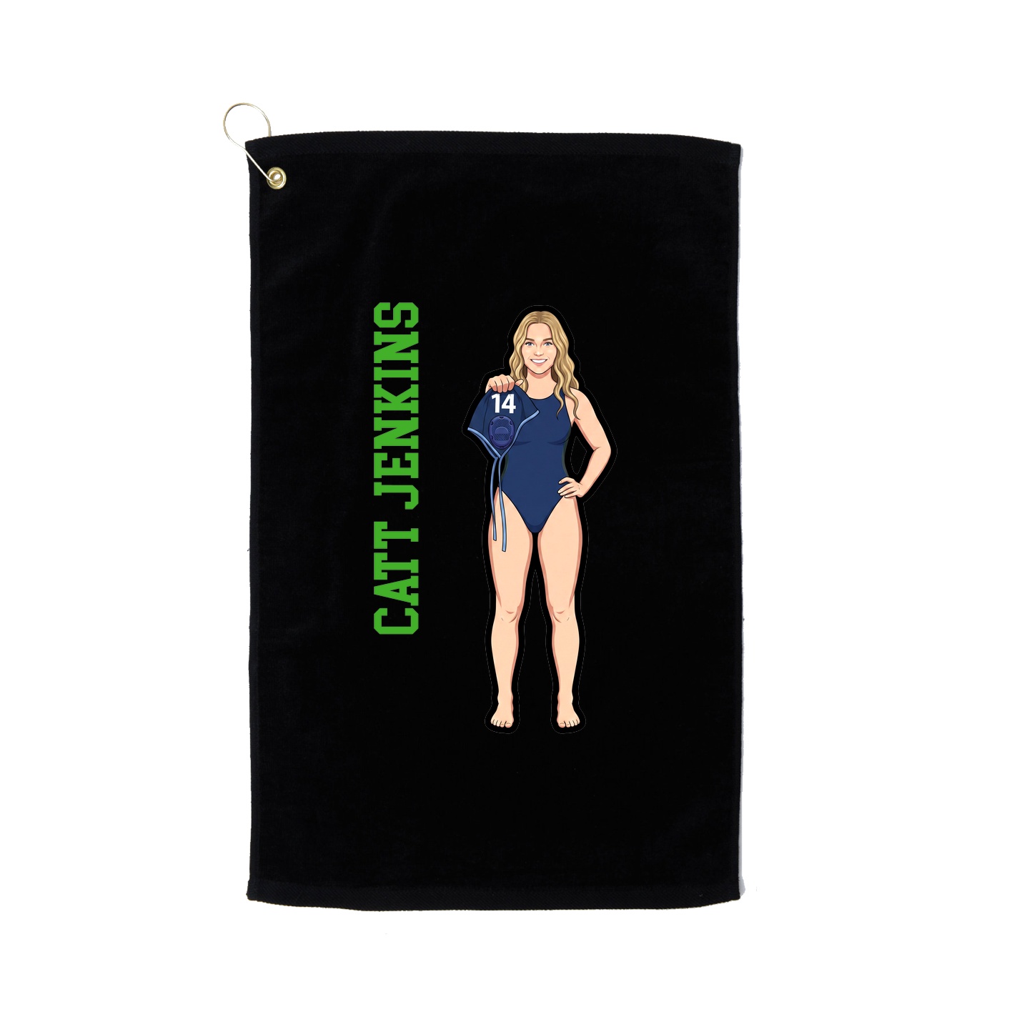 Golf Towel — Name Vertical in Black