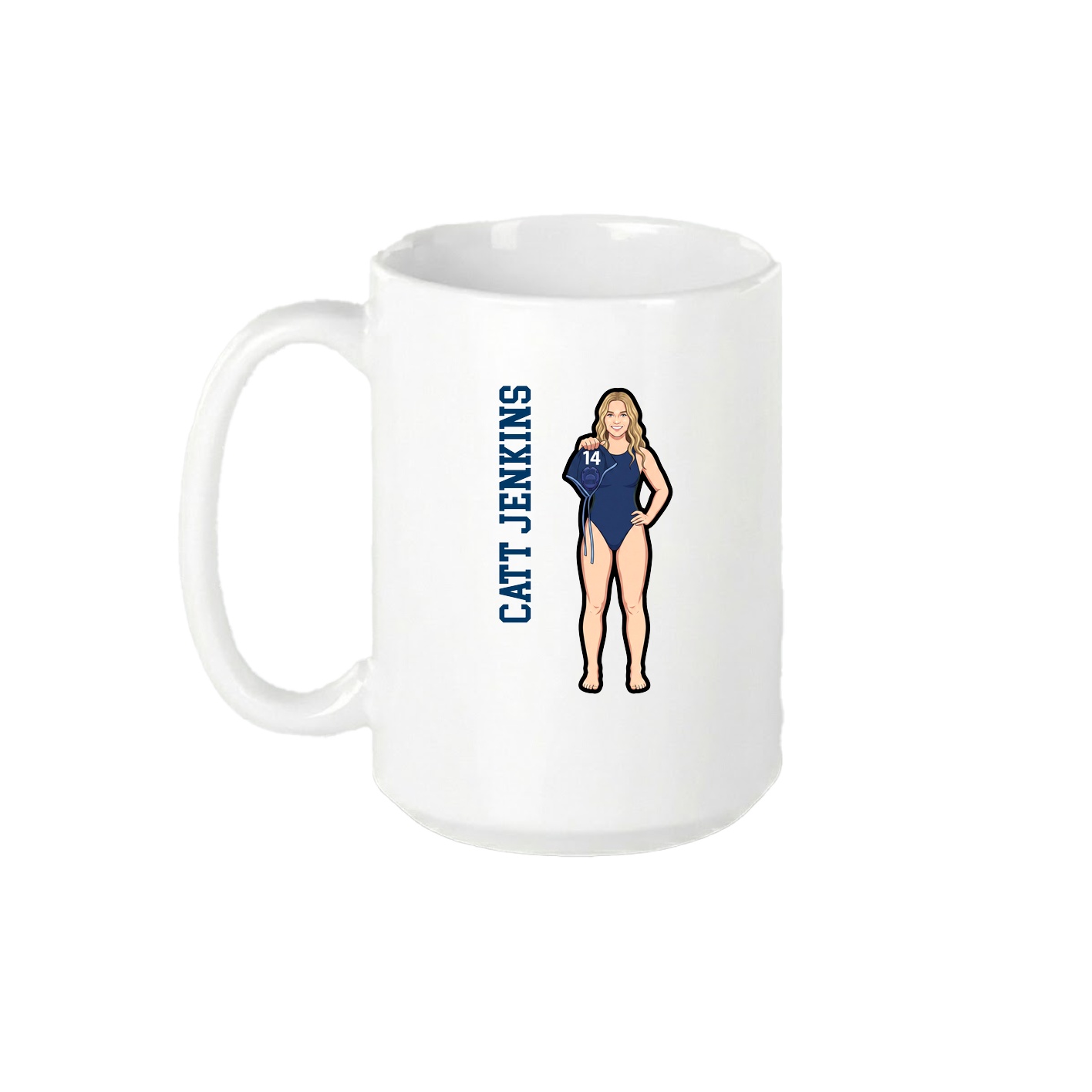 15oz Coffee Mug — Name Vertical in White