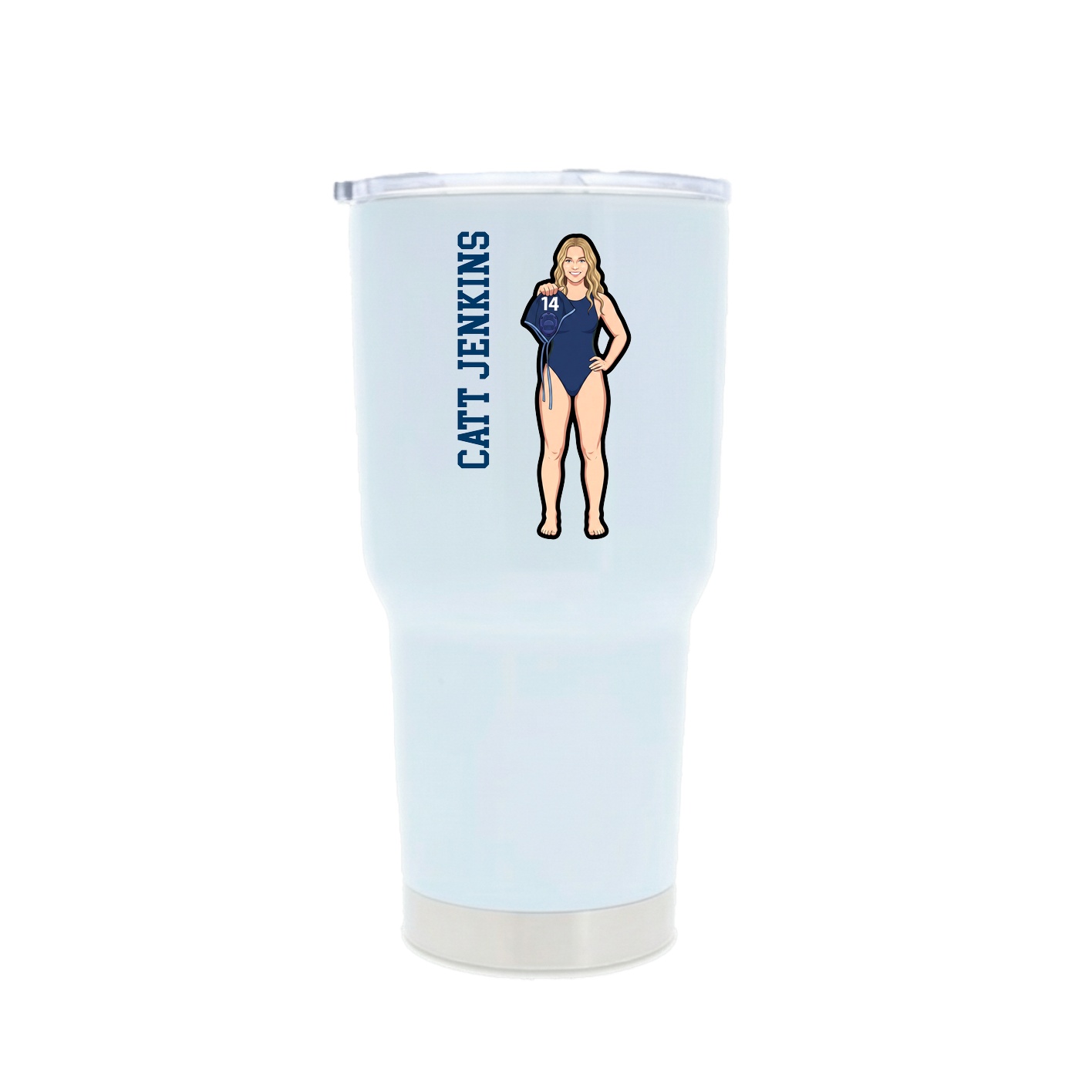30oz Stainless Steel Tumbler — Name Vertical in White