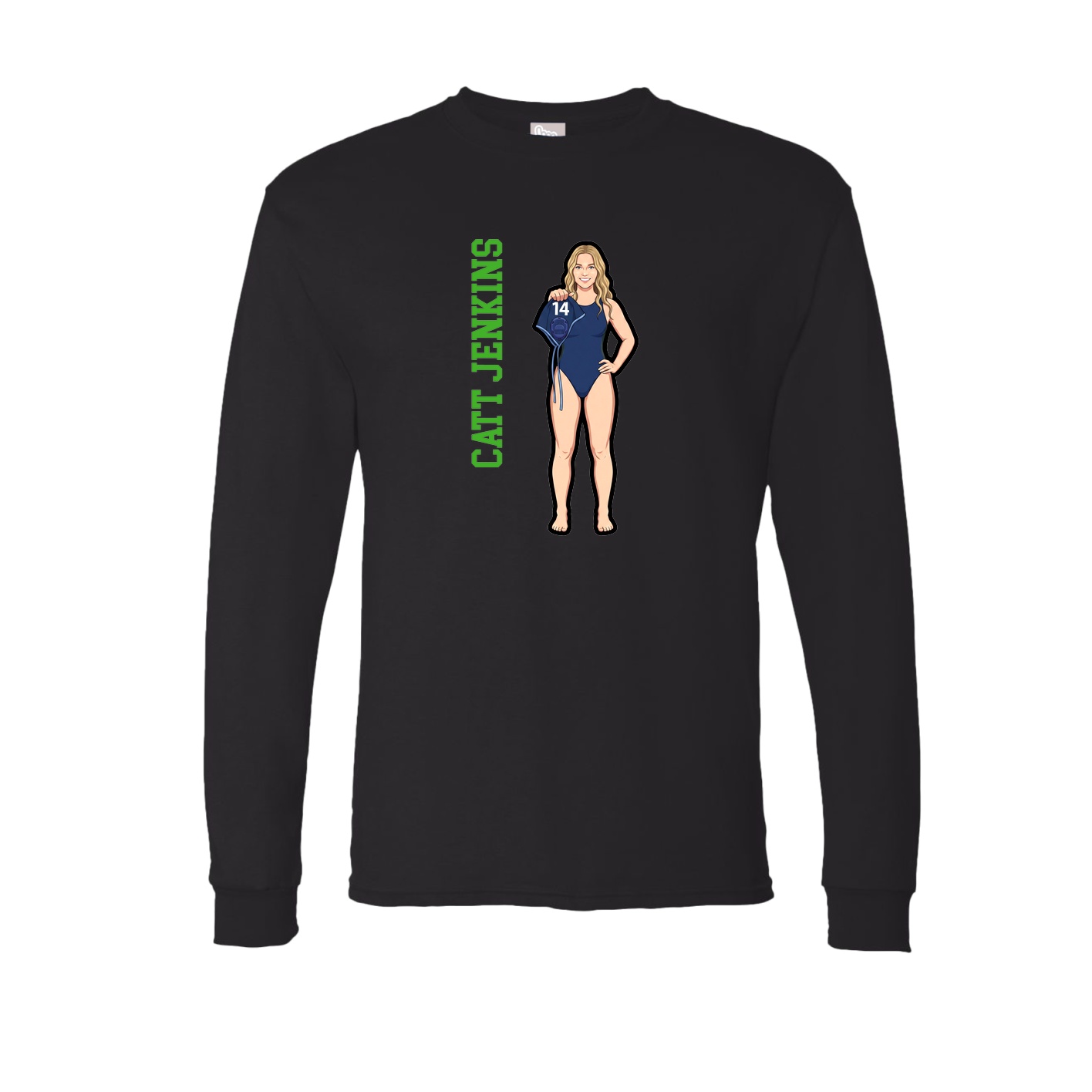 Long Sleeve Tee — Name Vertical in Black