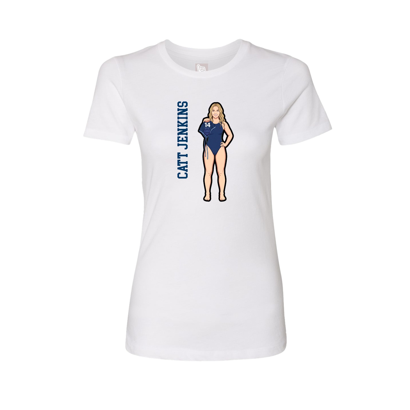 Womens Tee — Name Vertical in White