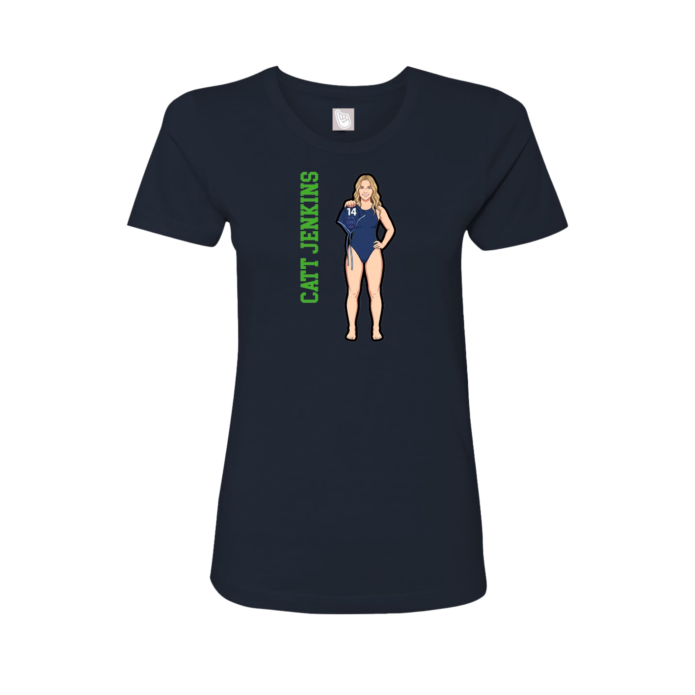 Fitted Women's Tee — Name Vertical in Navy
