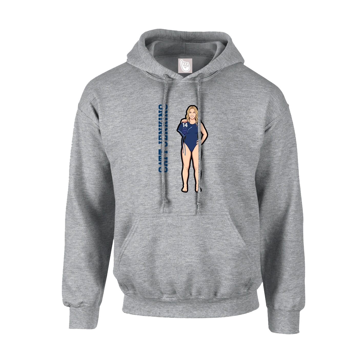 Hoodie — Name Vertical in Grey