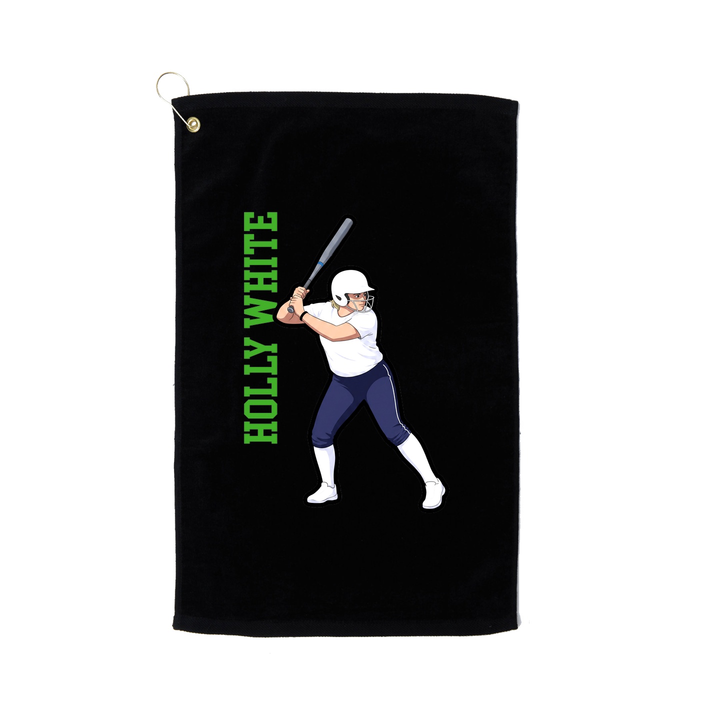 Golf Towel — Name Vertical in Black