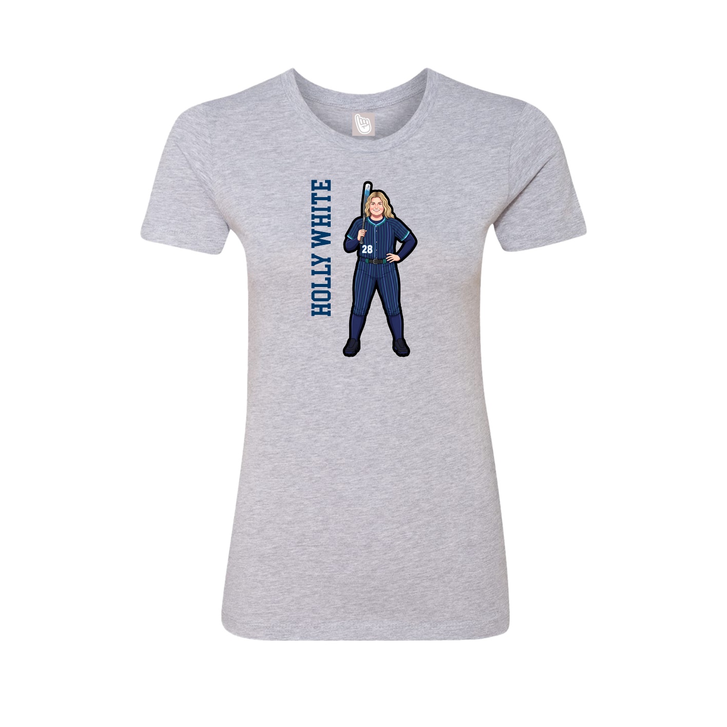 Fitted Women's Tee — Name Vertical in Grey