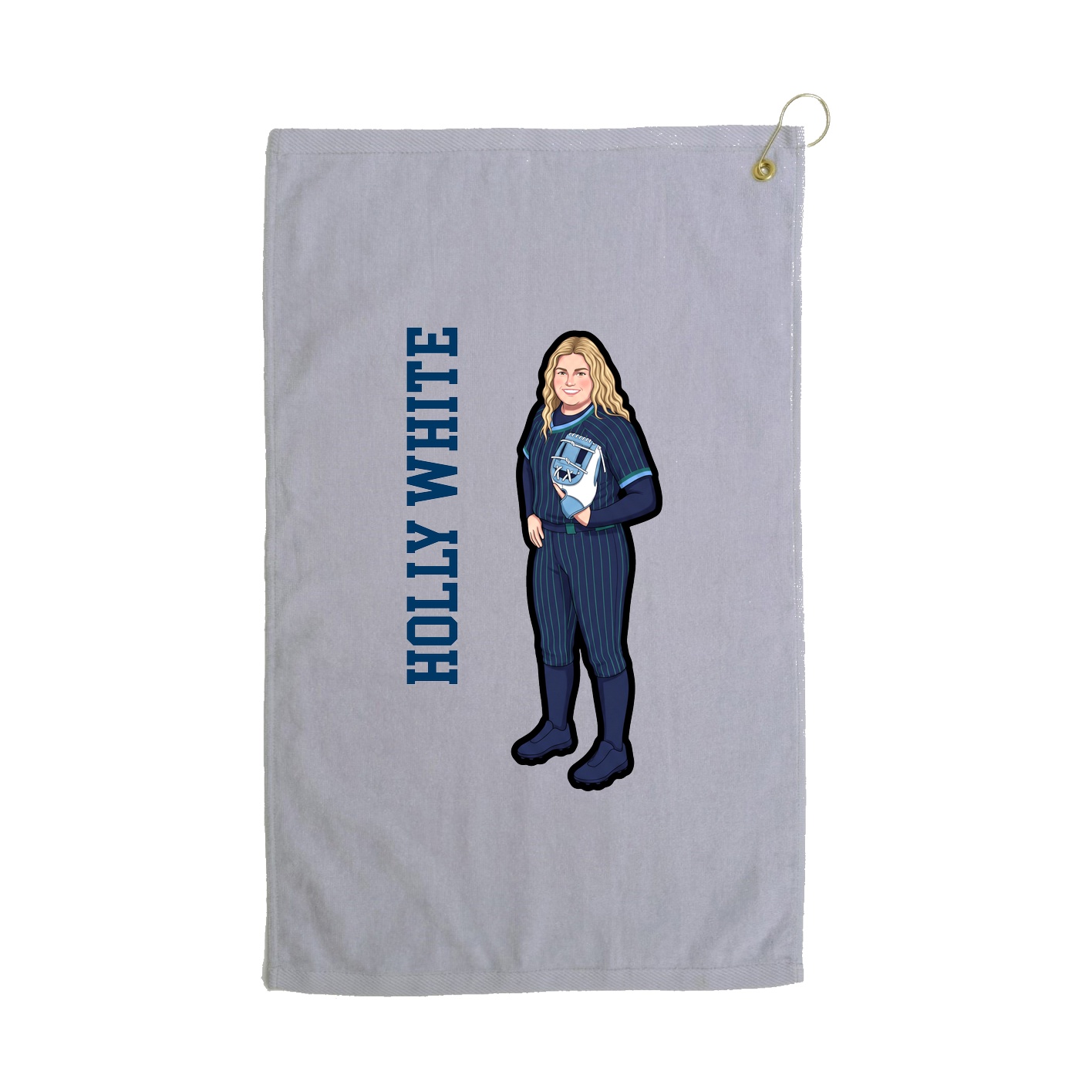 Golf Towel — Name Vertical in Grey
