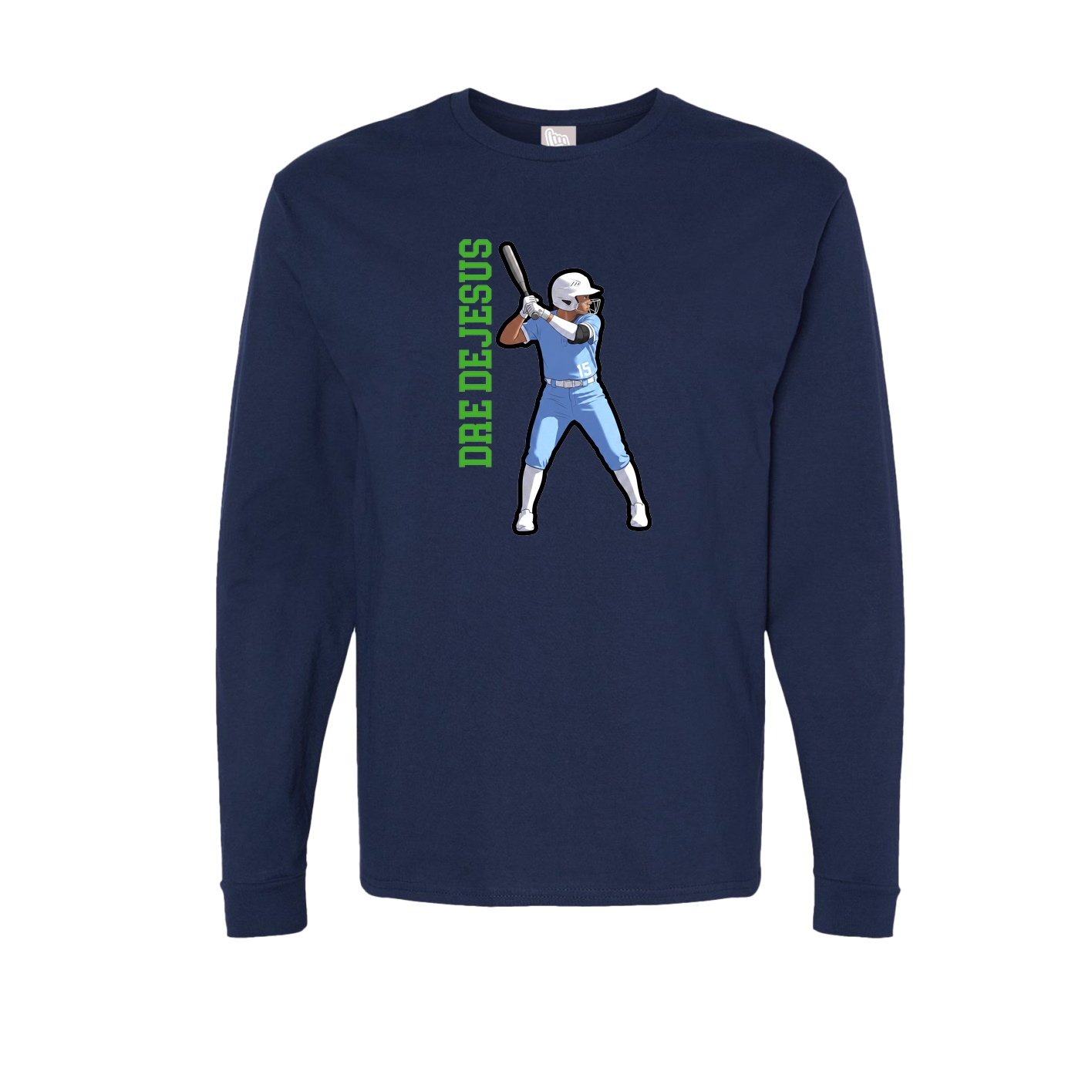 Long Sleeve Tee — Name Vertical in Navy