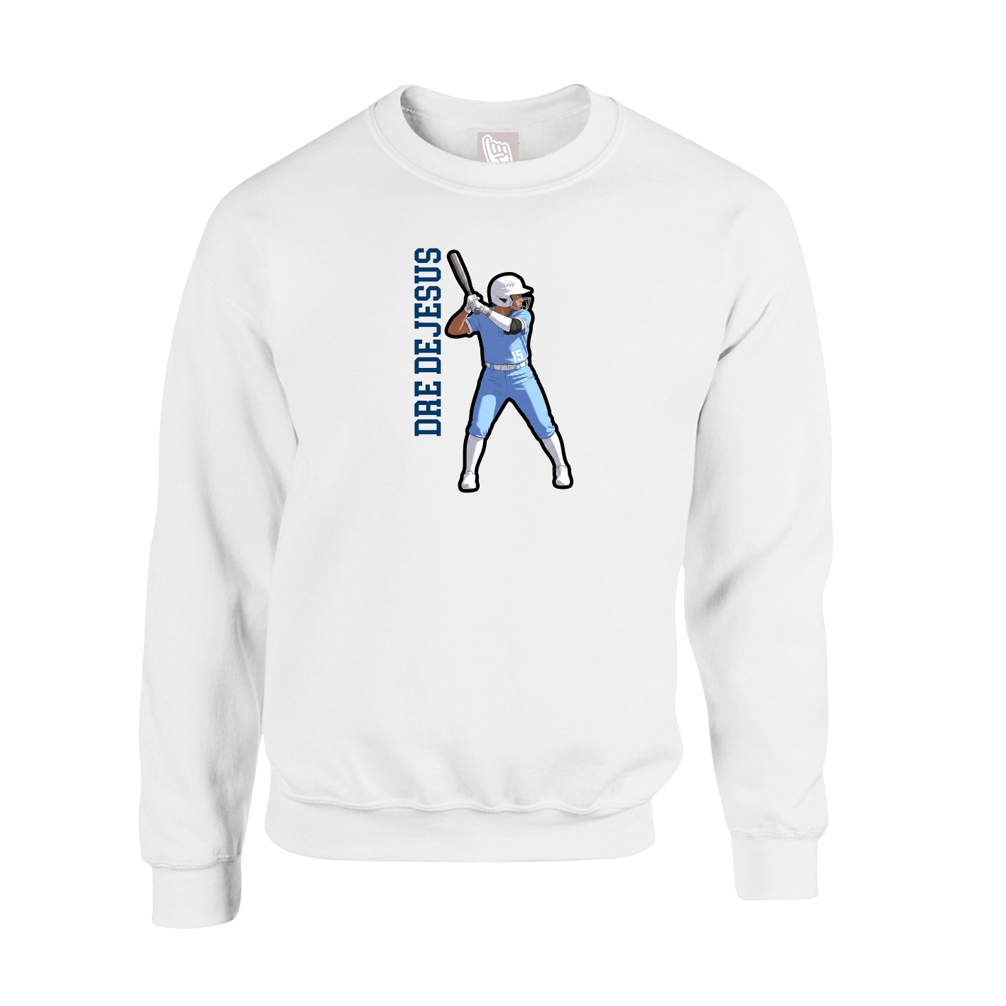 Fleece Crew — Name Vertical in White