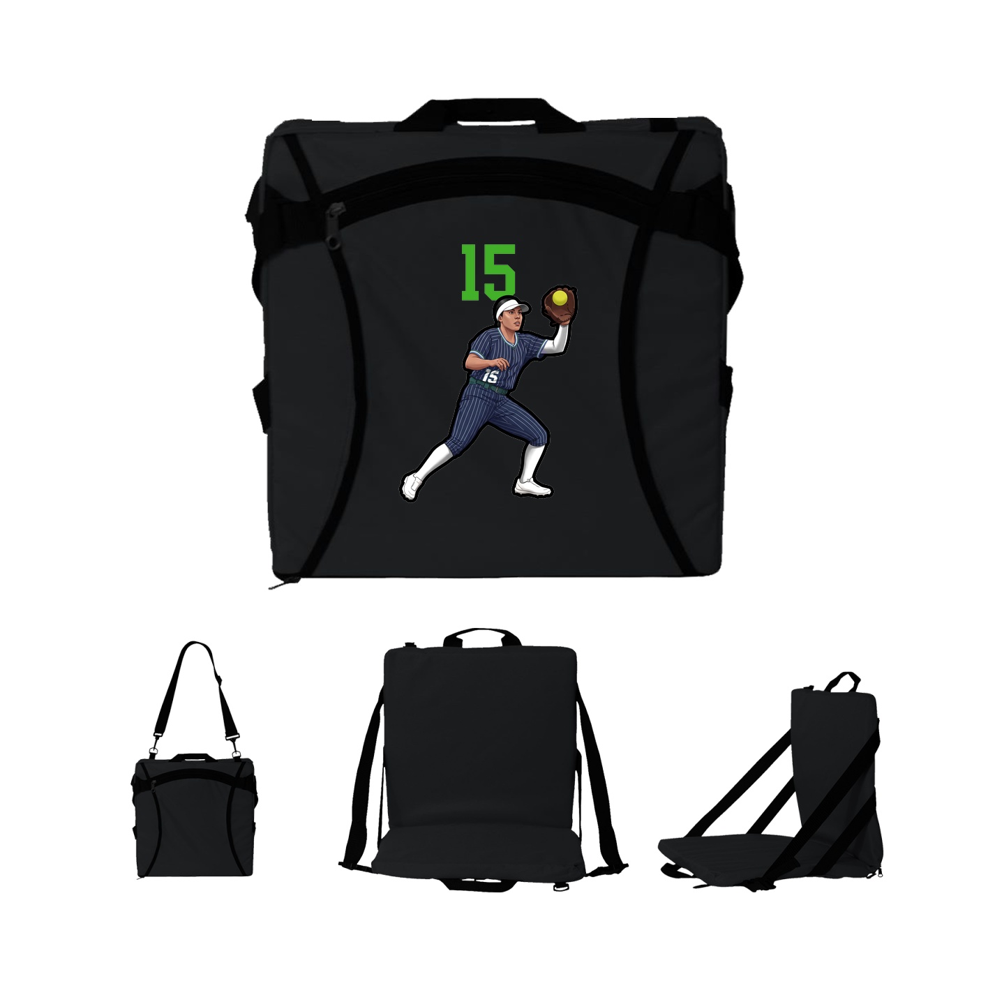 Folding Stadium Seat — Number Top in Black