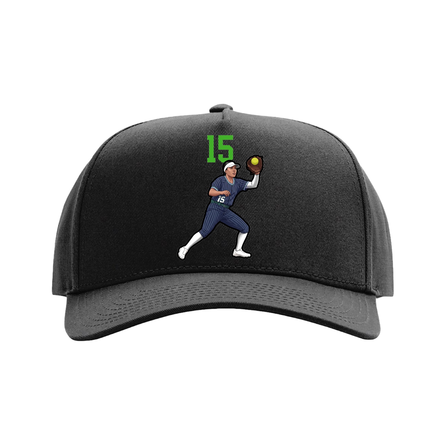 Full Fabric Five-Panel Champ Cap — Number Top in Black