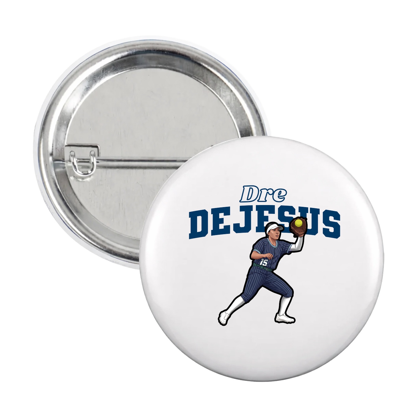 Game Day Button — Name Arch in White