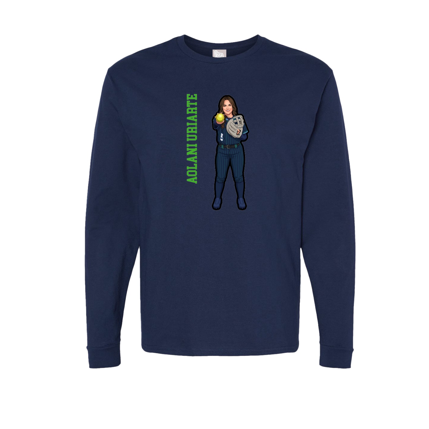Long Sleeve Tee — Name Vertical in Navy