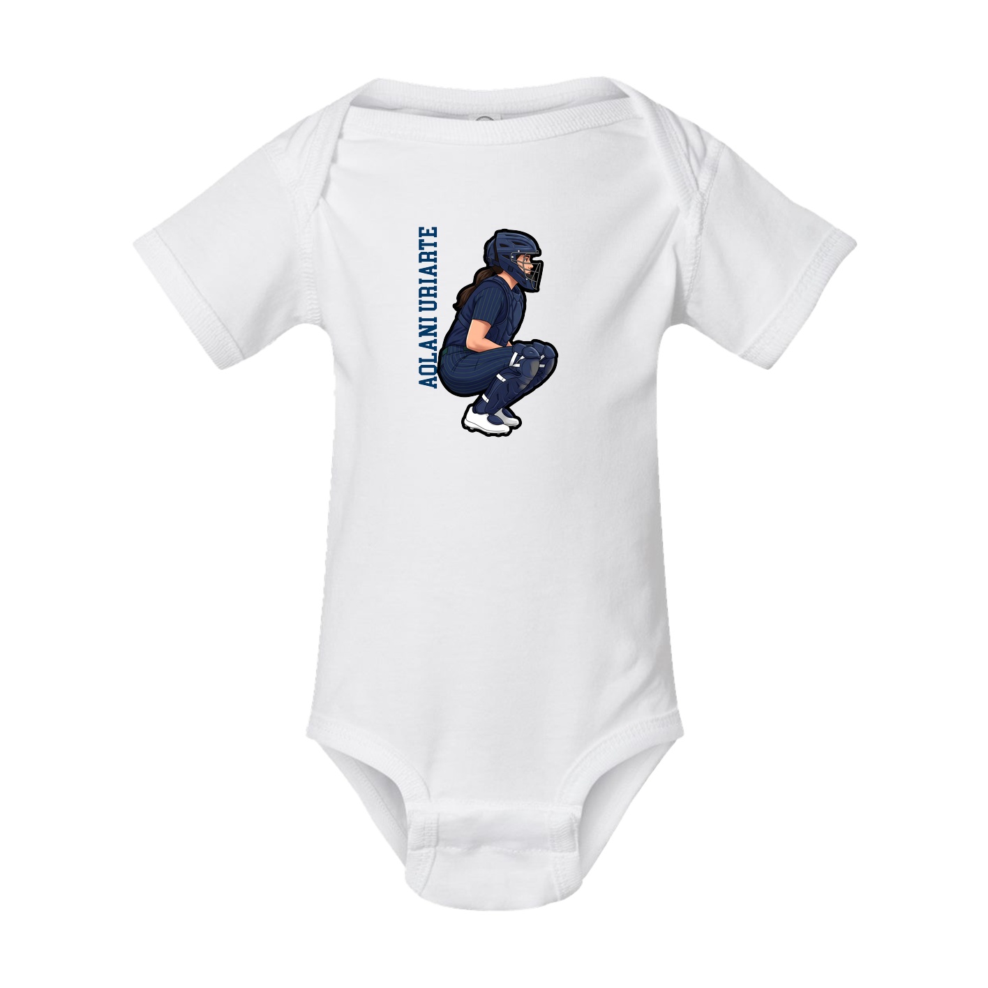 Baby Onesie — Name Vertical in White