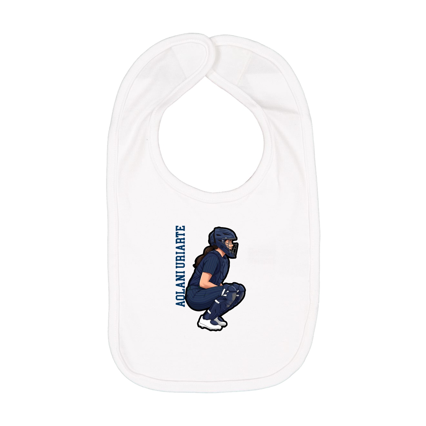 Infant Bib — Name Vertical in White