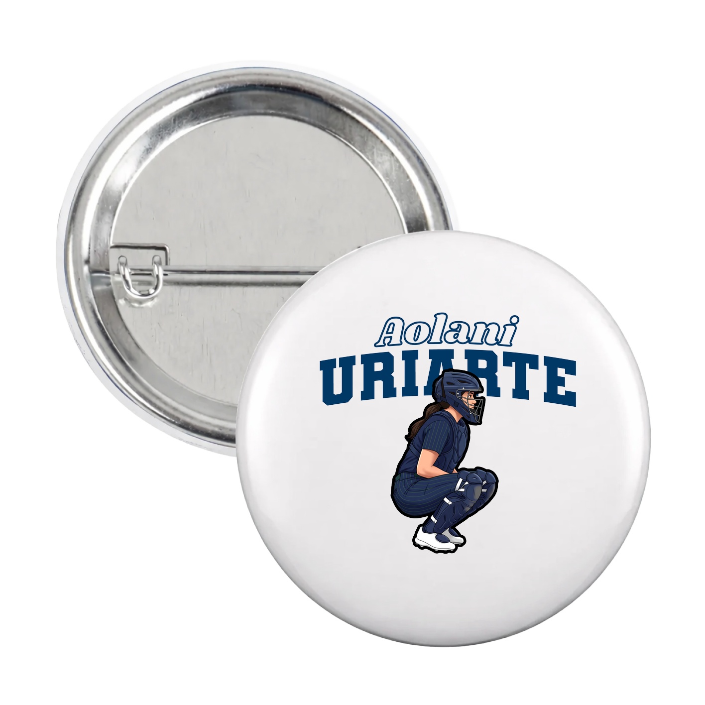 Game Day Button — Name Arch in White