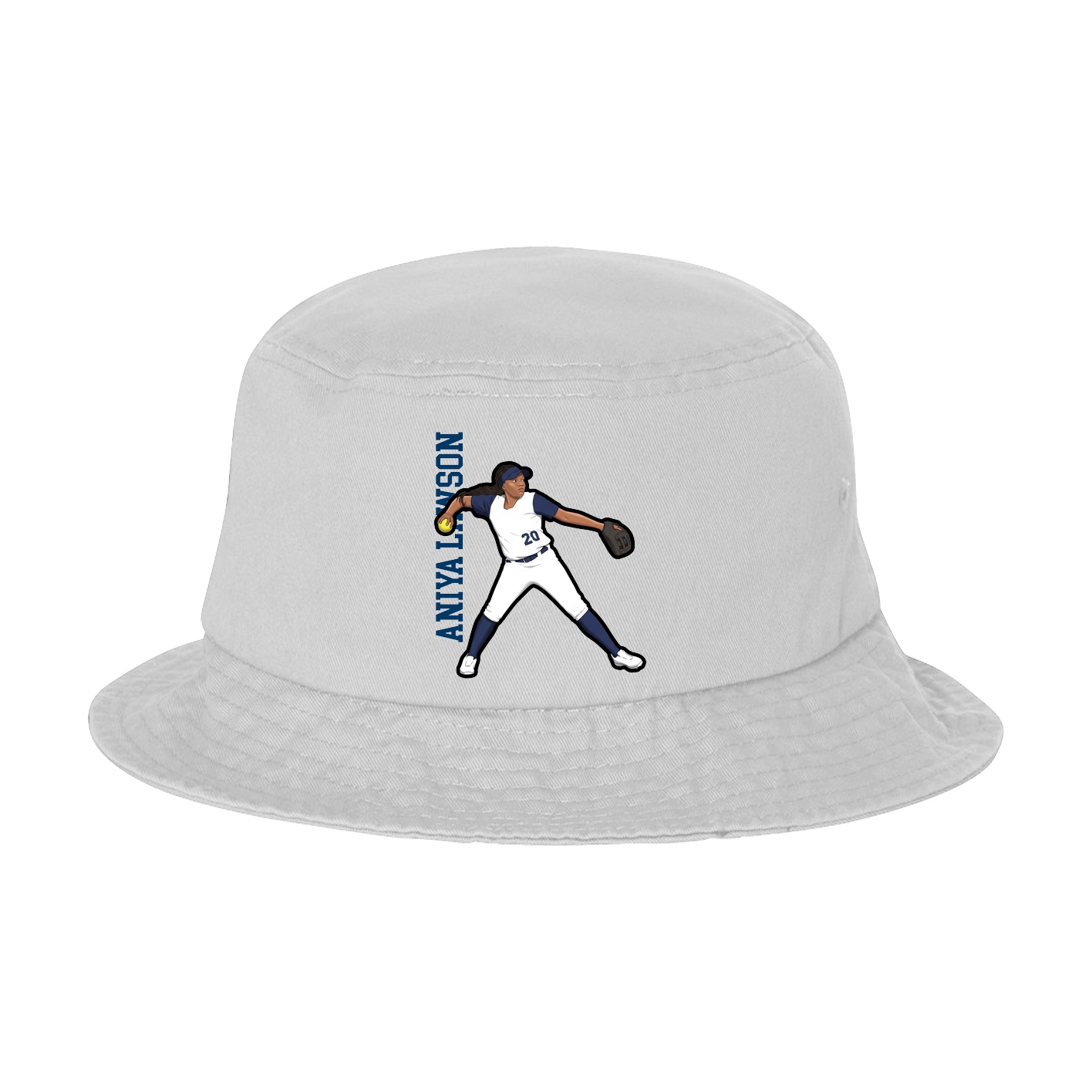 Bucket Cap — Name Vertical in White