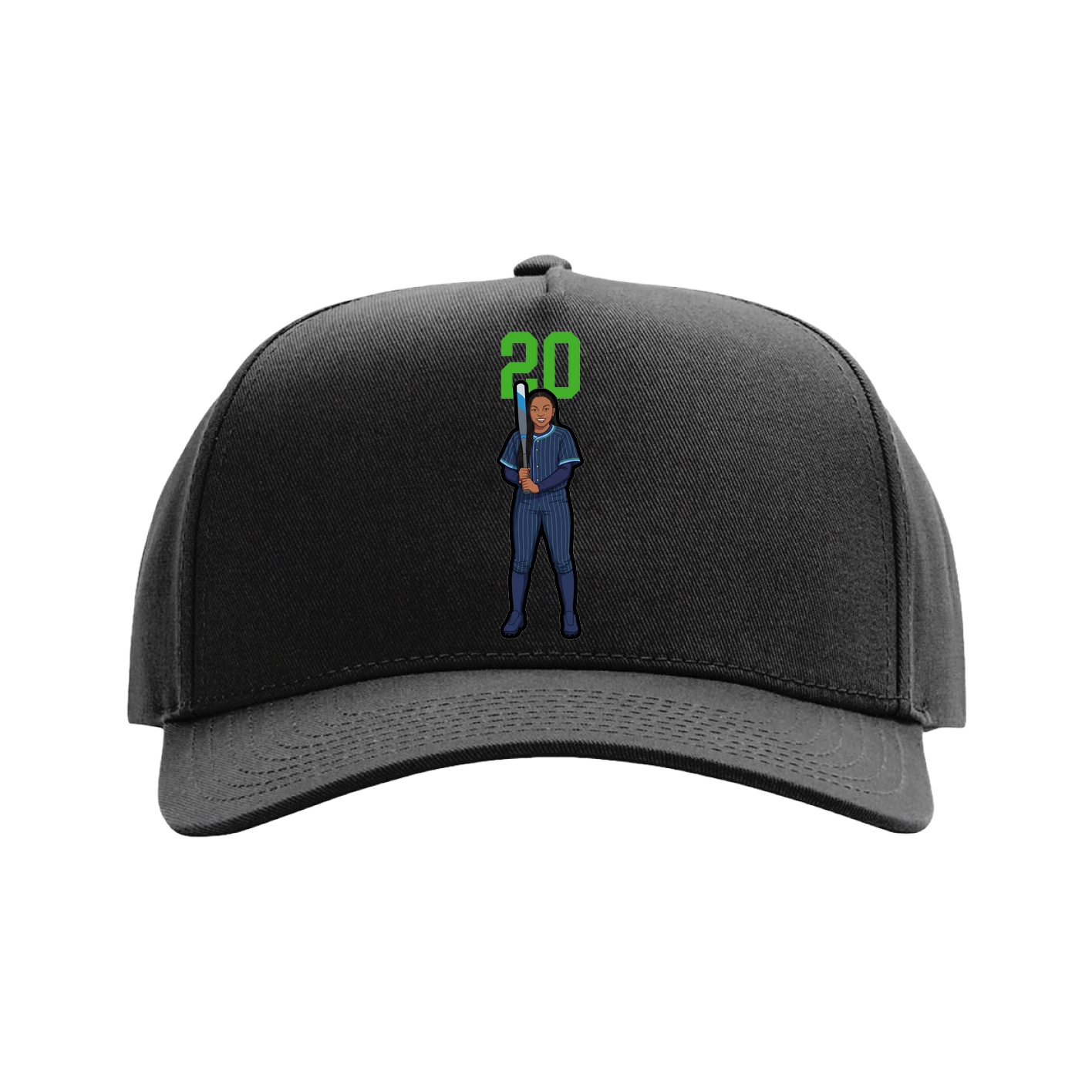Full Fabric Five-Panel Champ Cap — Number Top in Black