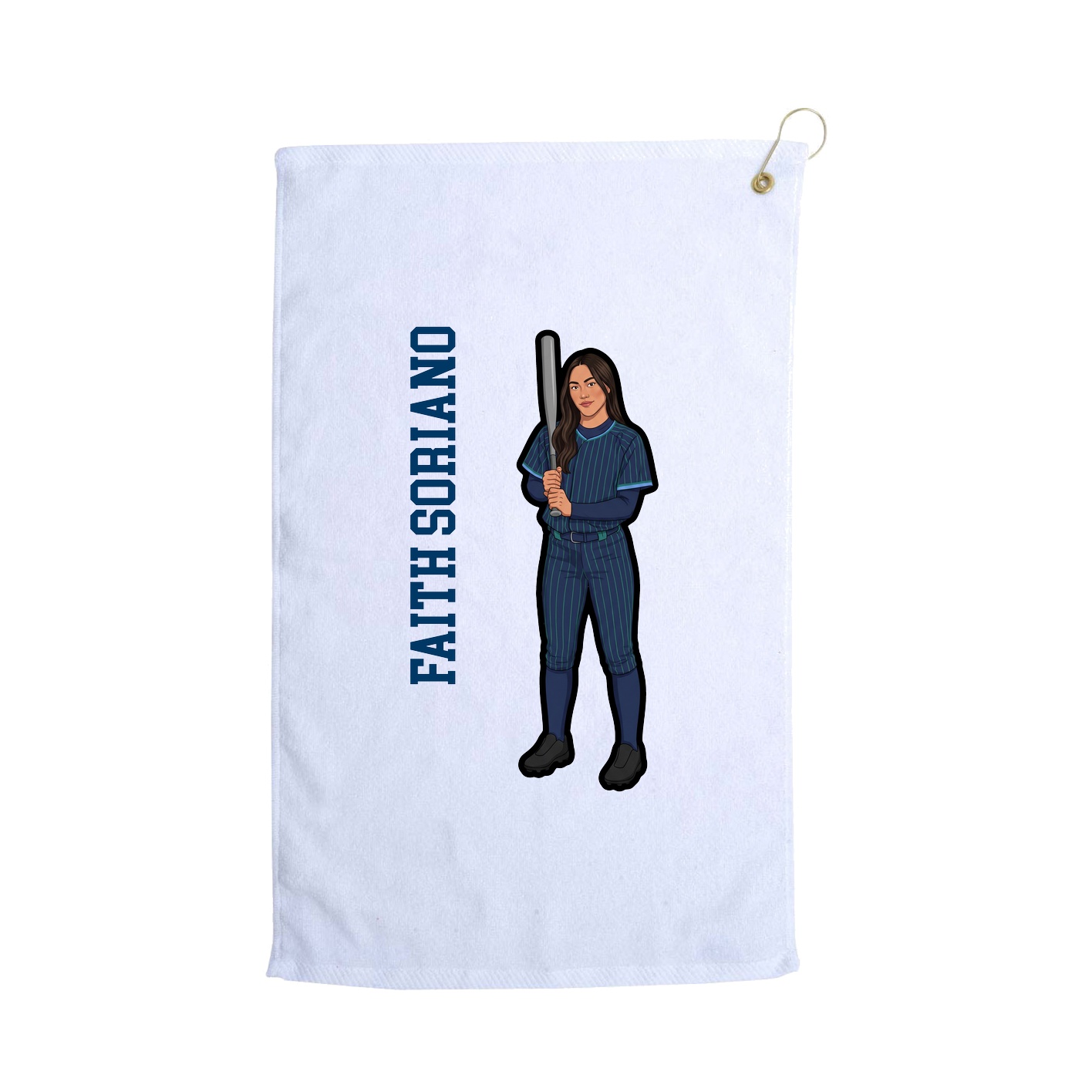 Golf Towel — Name Vertical in White