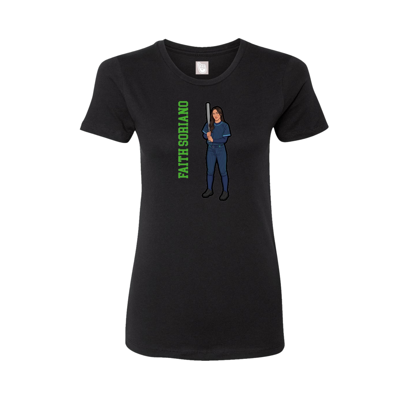 Fitted Women's Tee — Name Vertical in Black