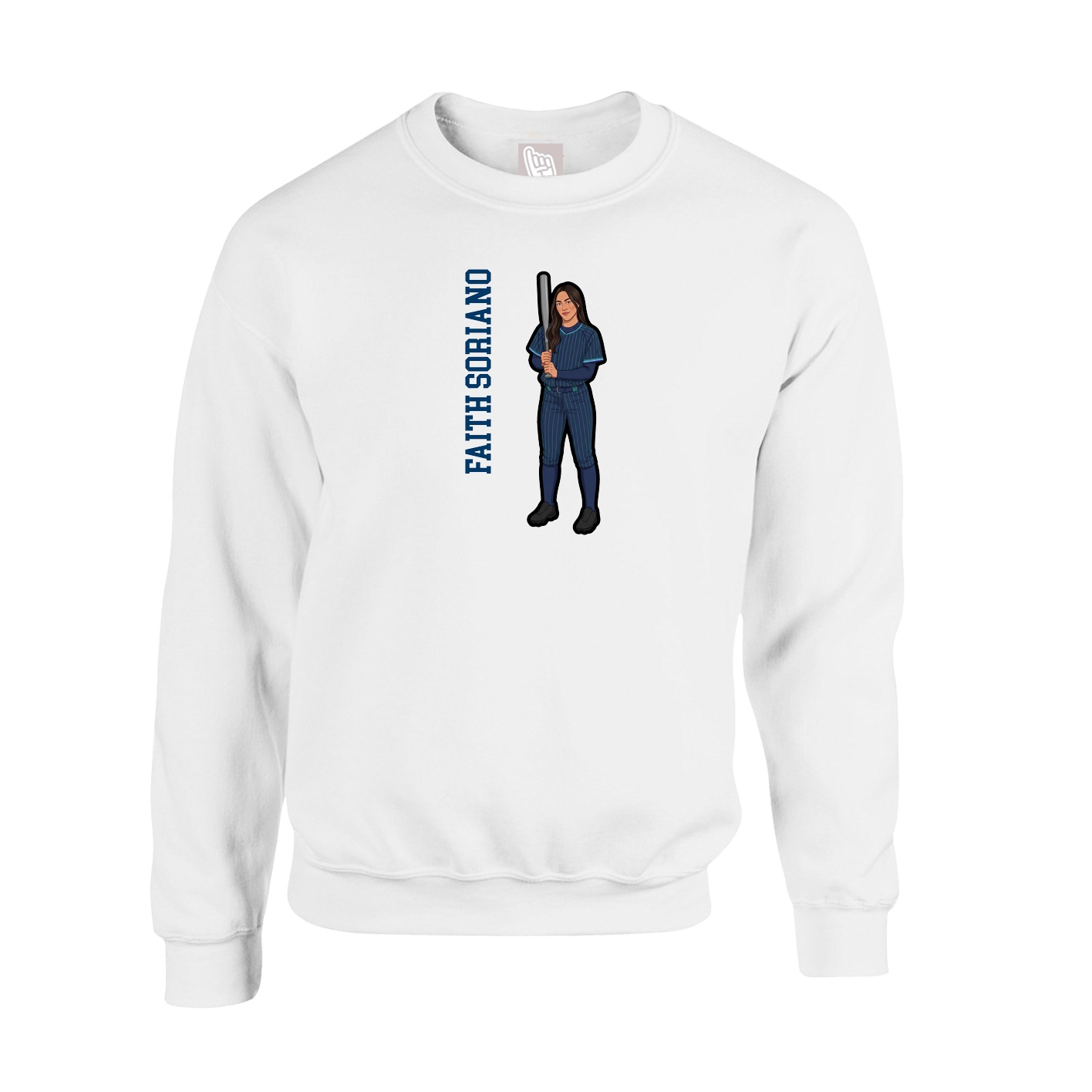 Fleece Crew — Name Vertical in White