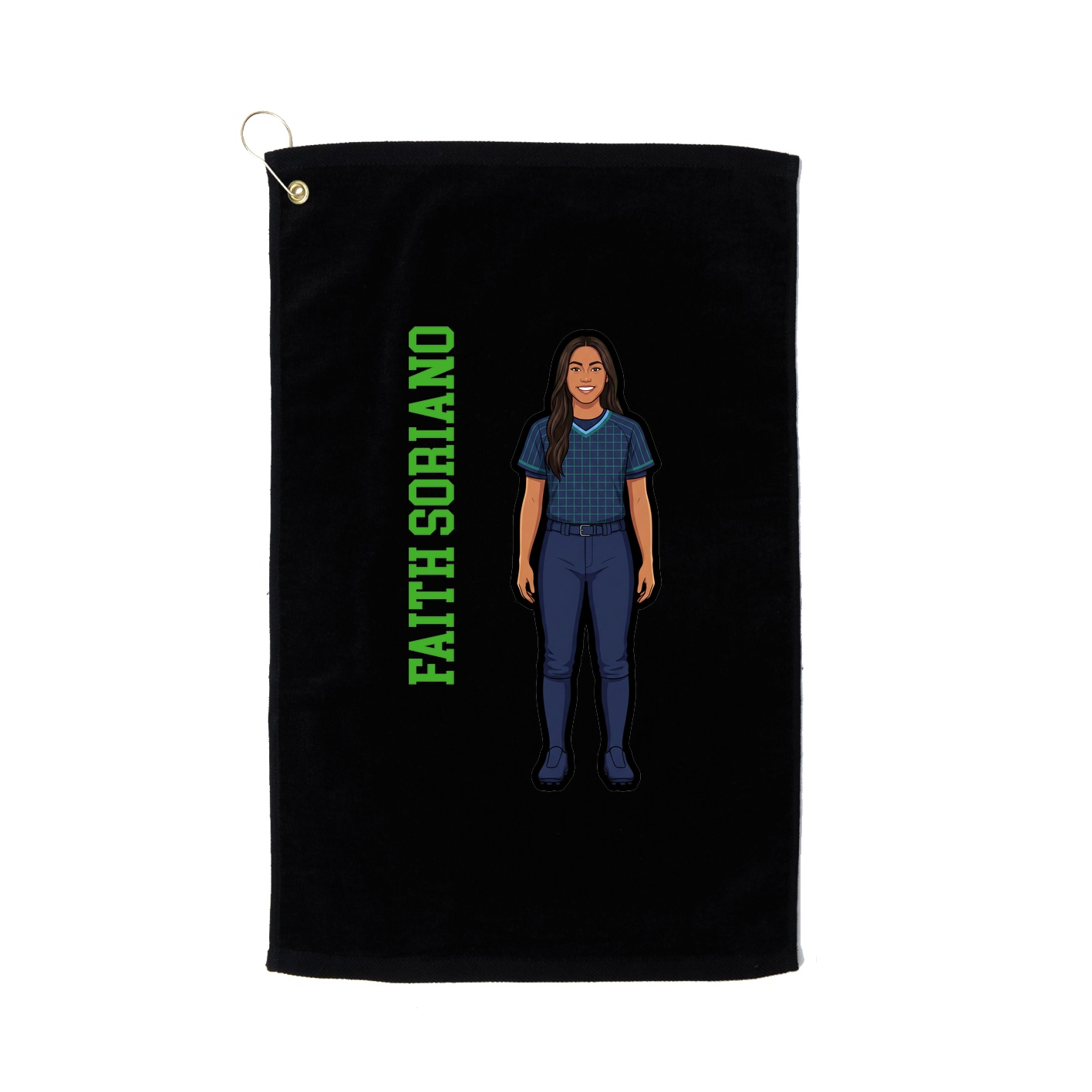 Golf Towel — Name Vertical in Black