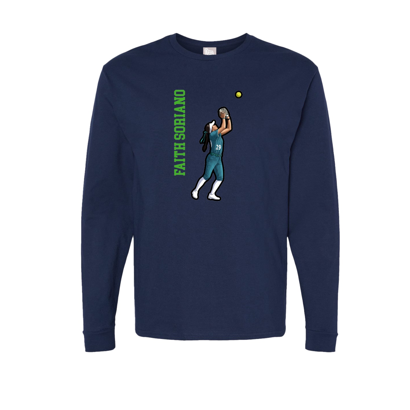 Long Sleeve Tee — Name Vertical in Navy