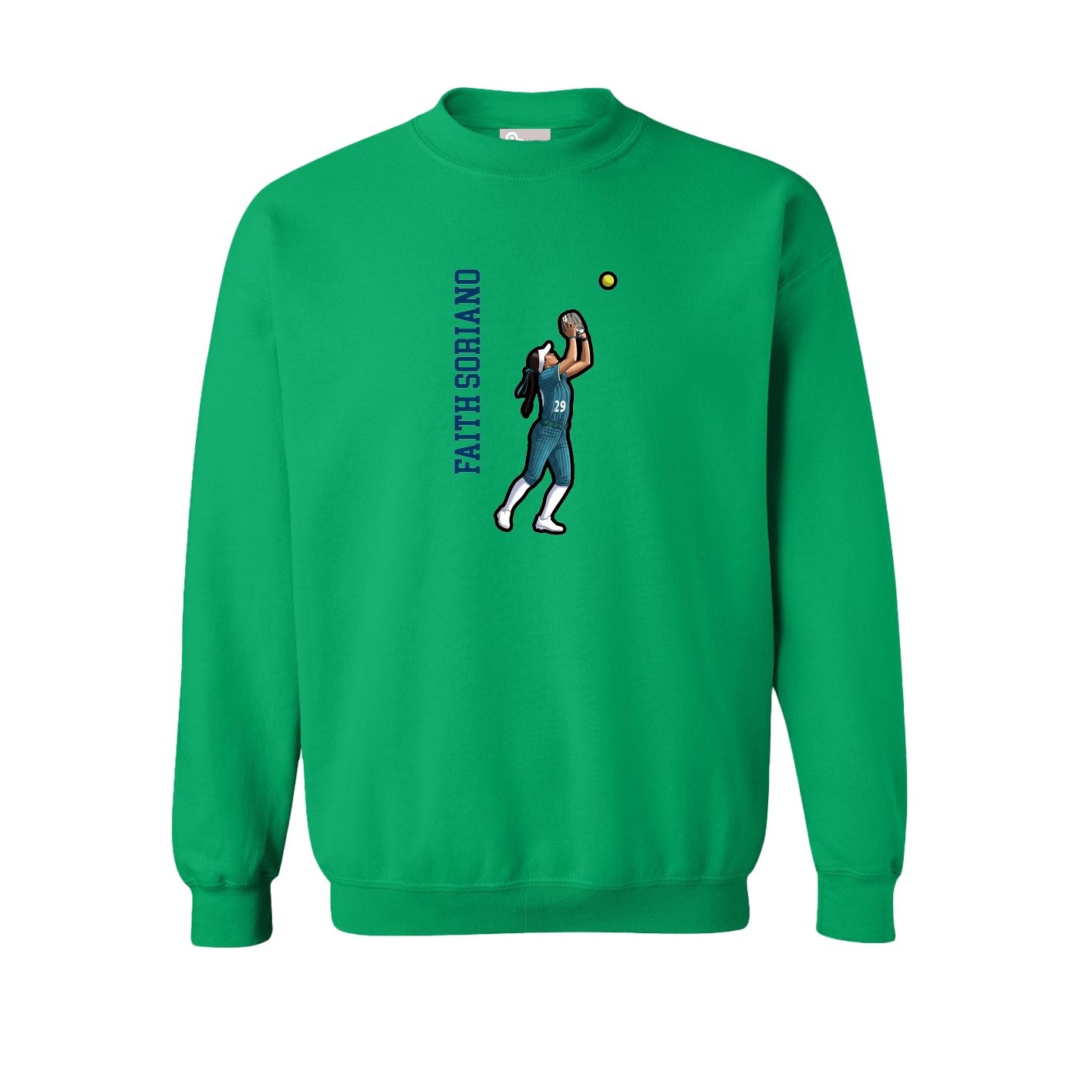 Fleece Crew — Name Vertical in Green