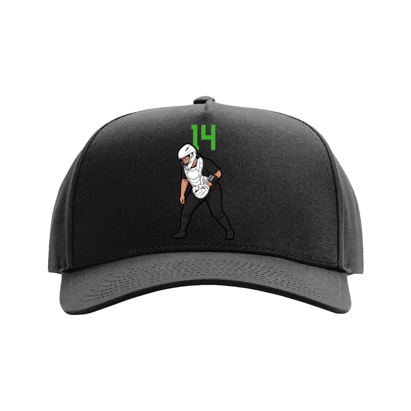 Full Fabric Five-Panel Champ Cap — Number Top in Black