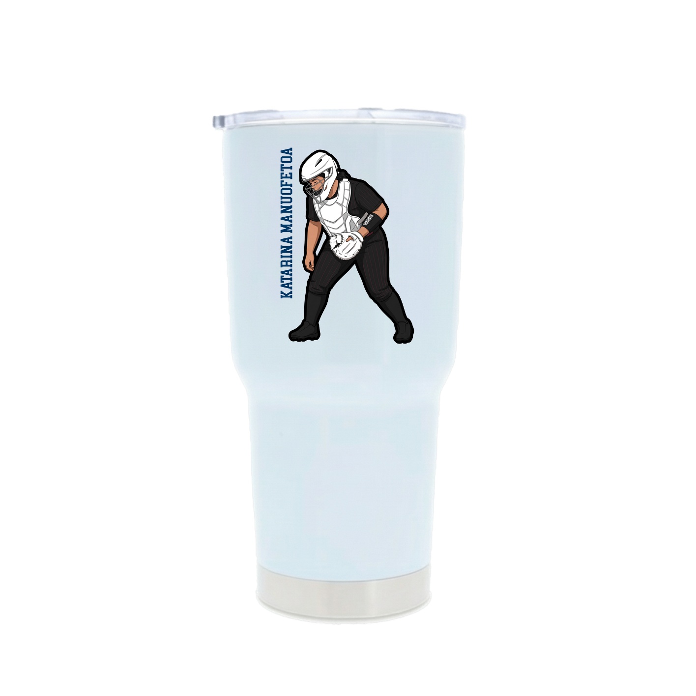 30oz Stainless Steel Tumbler — Name Vertical in White