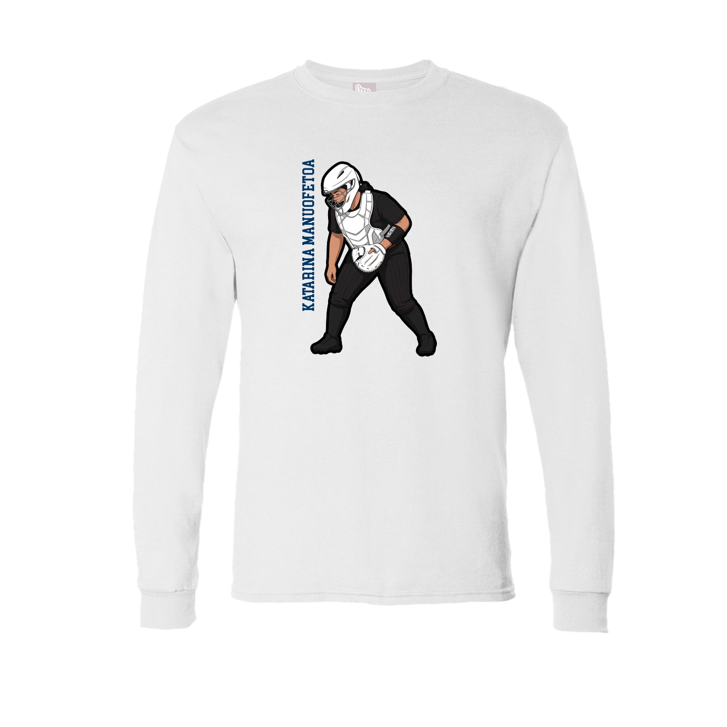 Long Sleeve Tee — Name Vertical in White