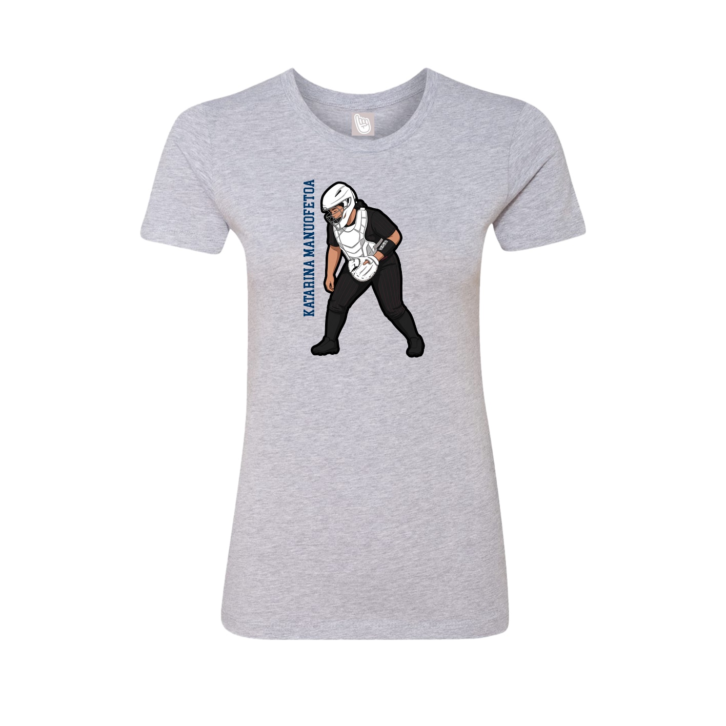 Fitted Women's Tee — Name Vertical in Grey