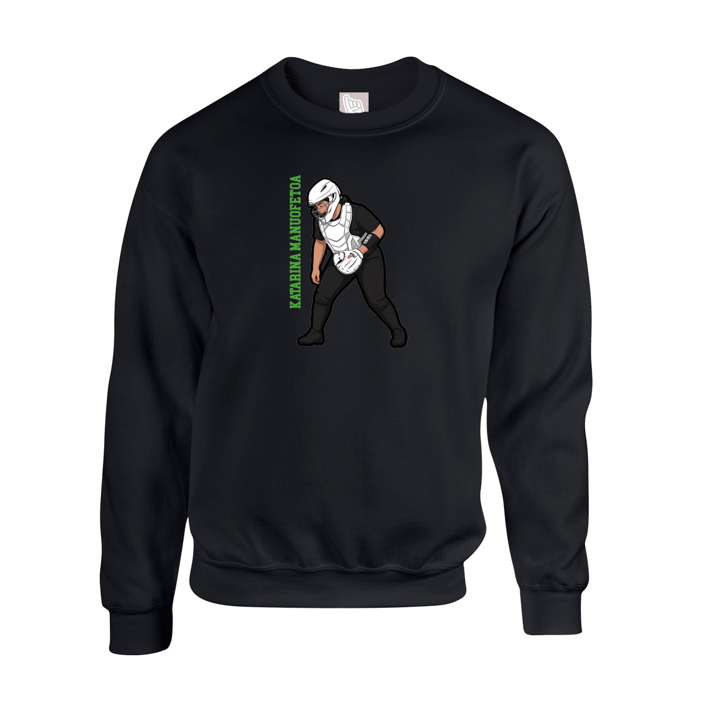 Fleece Crew — Name Vertical in Black