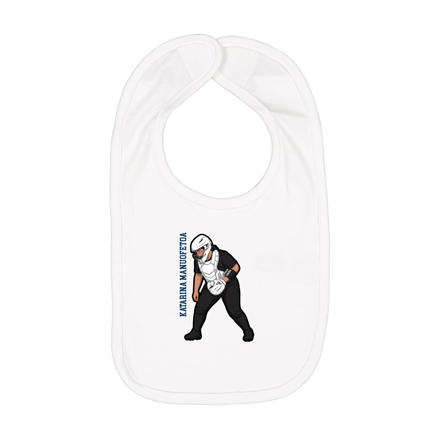 Infant Bib — Name Vertical in White