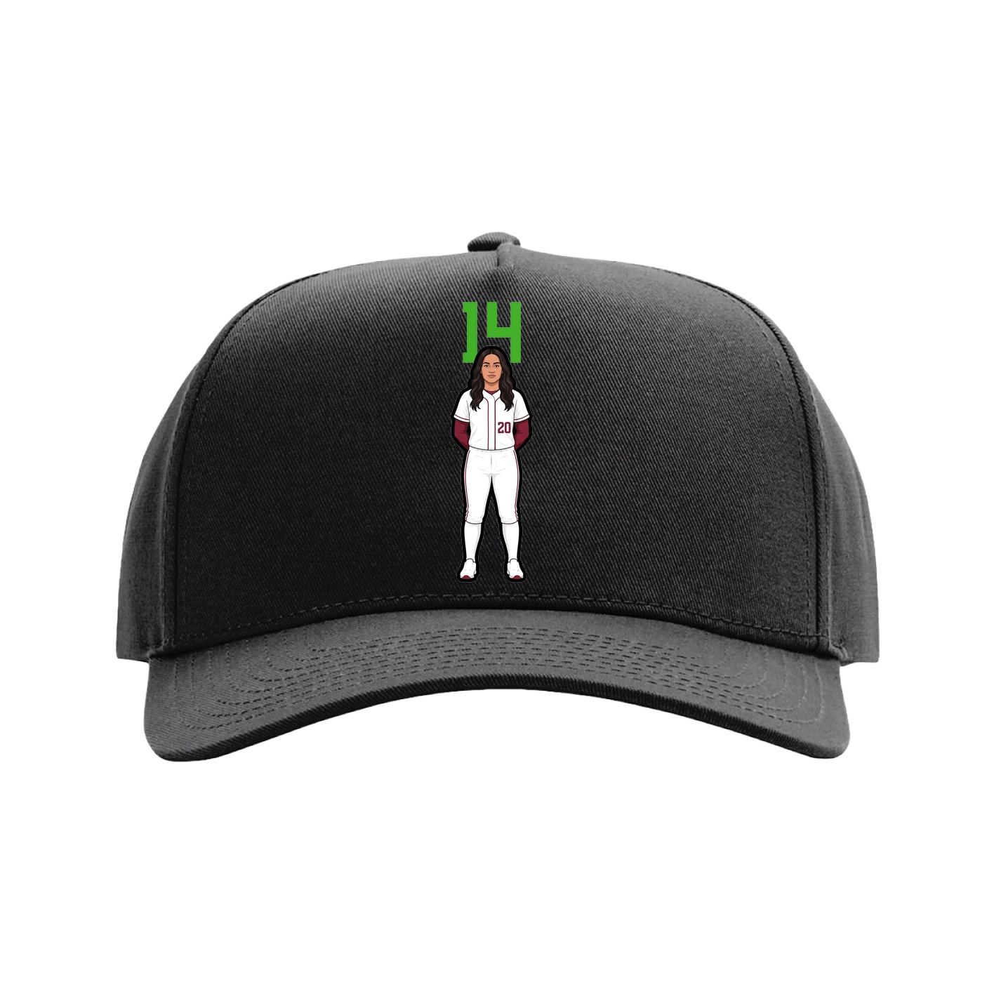 Full Fabric Five-Panel Champ Cap — Number Top in Black