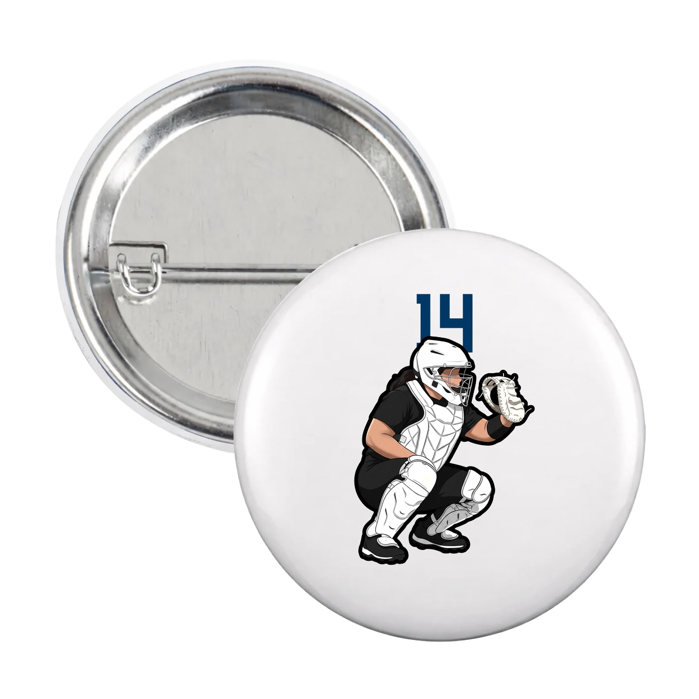 Game Day Button — Number Top in White