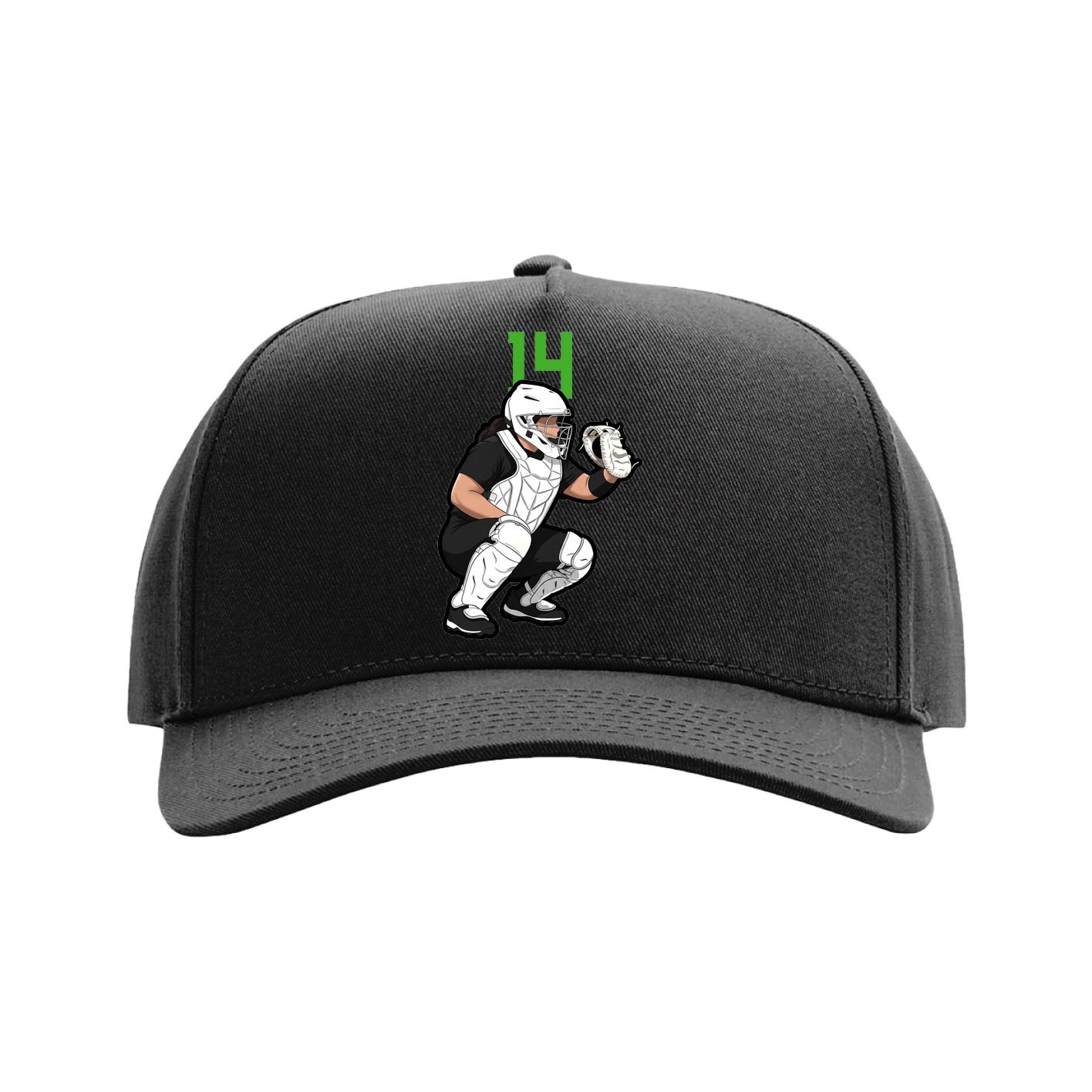 Full Fabric Five-Panel Champ Cap — Number Top in Black