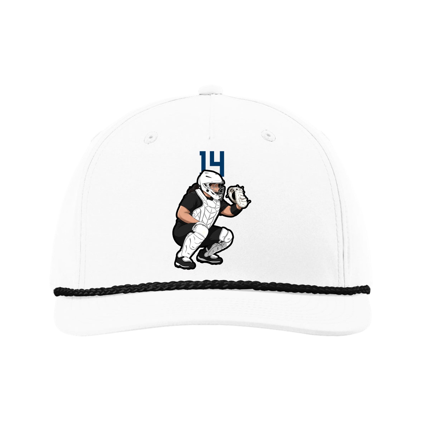 Five-Panel Classic Rope Cap — Number Top in White