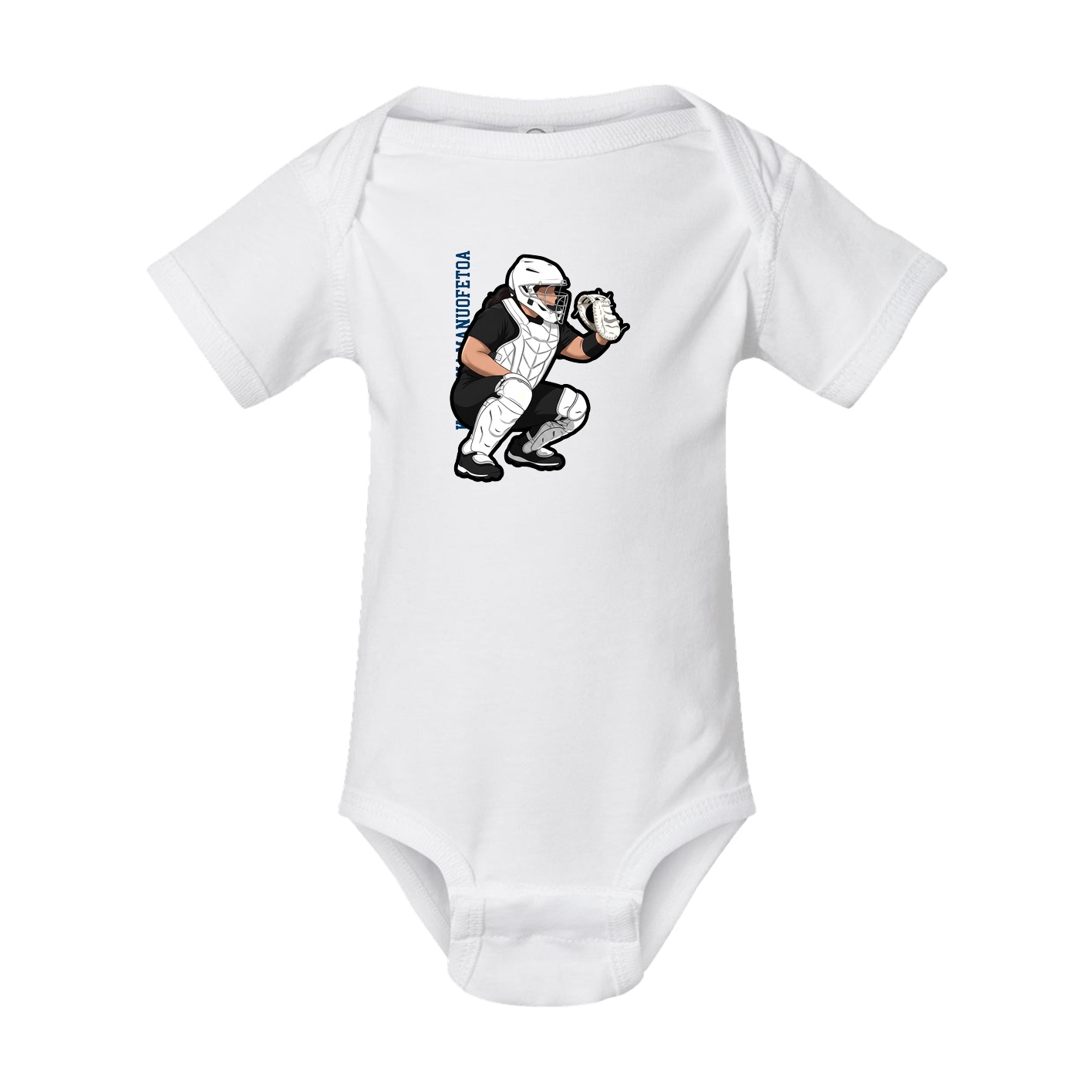 Baby Onesie — Name Vertical in White