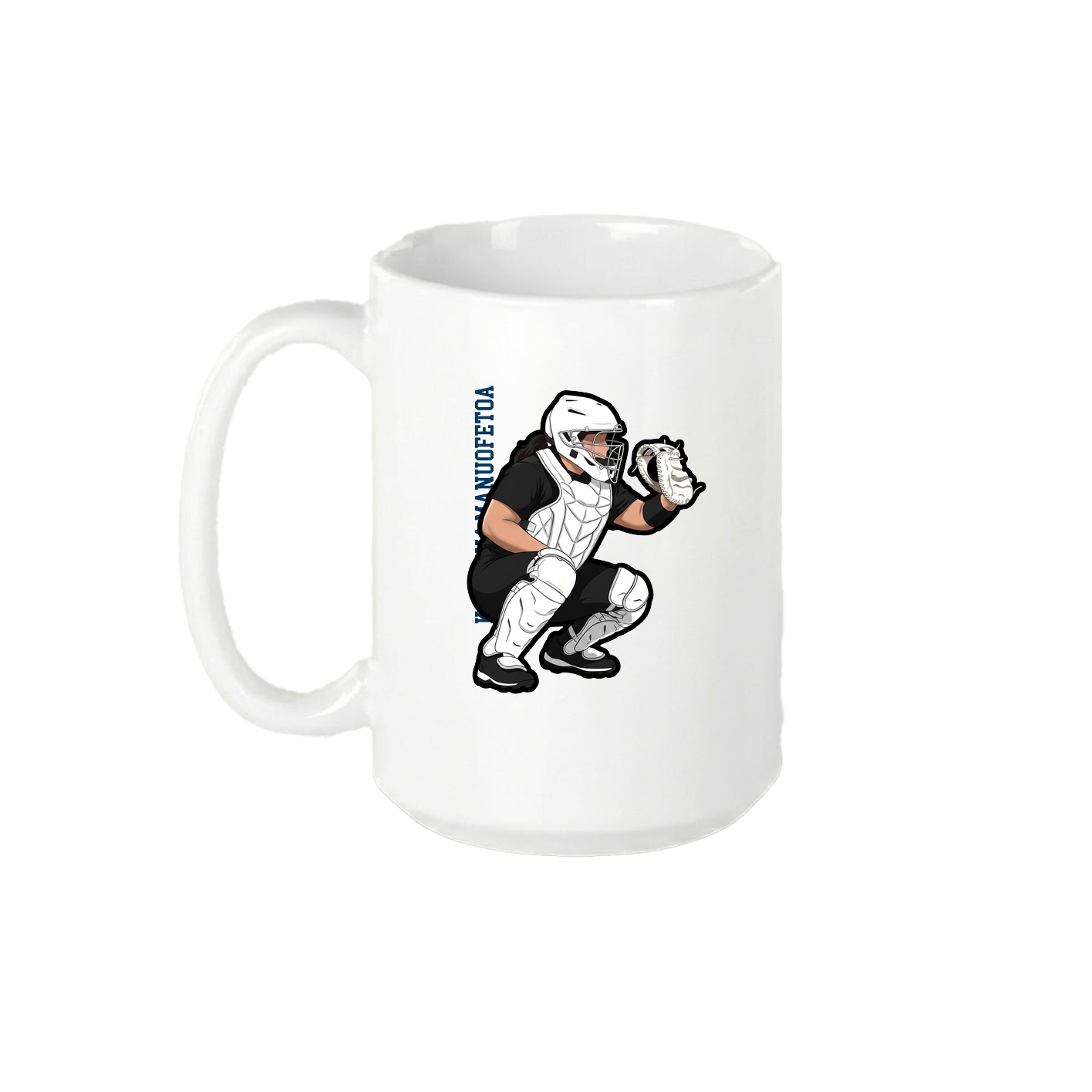 15oz Coffee Mug — Name Vertical in White