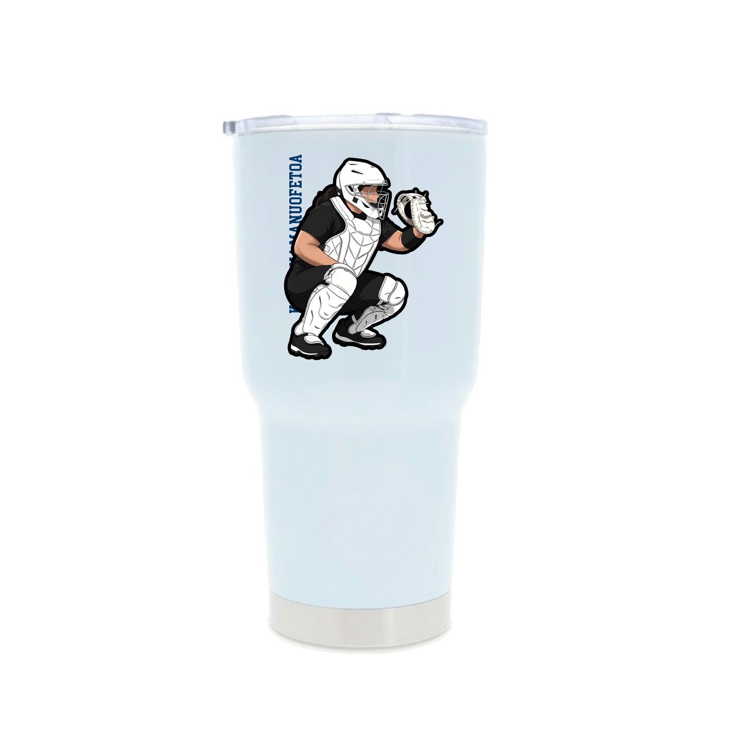 30oz Stainless Steel Tumbler — Name Vertical in White